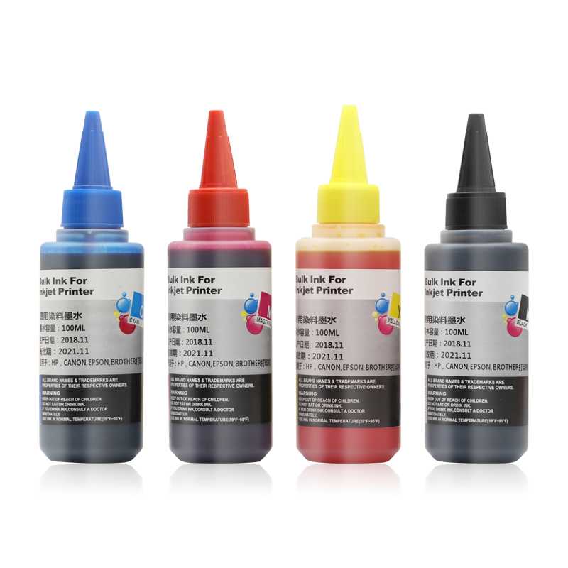 

Magnetic universal dye ink 100ml for for canon brother Cartridge Printer 4 Colors Inkjet Printer Bulk Ink