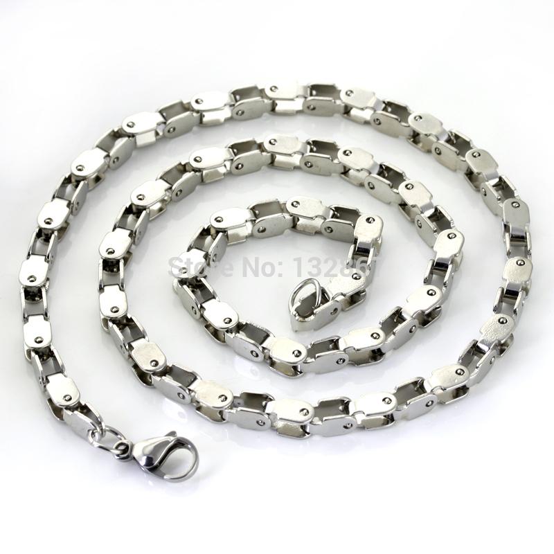 

Men Boy Stainless steel 5mm Bike Bicycle Chain Link Necklace 22'' free shipping