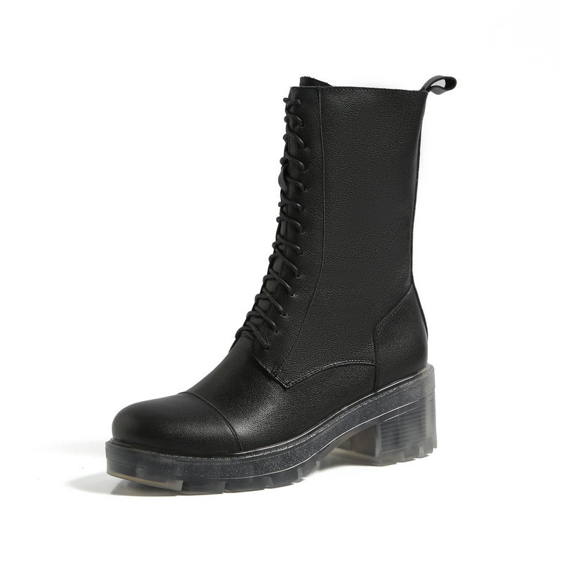 

2021 New Cross Tied Women 100% Cow Leather Ankle Chunky High Heels Plus Size Party Dancing Shoes Woman Winter Fashion Short Boots T24h, White