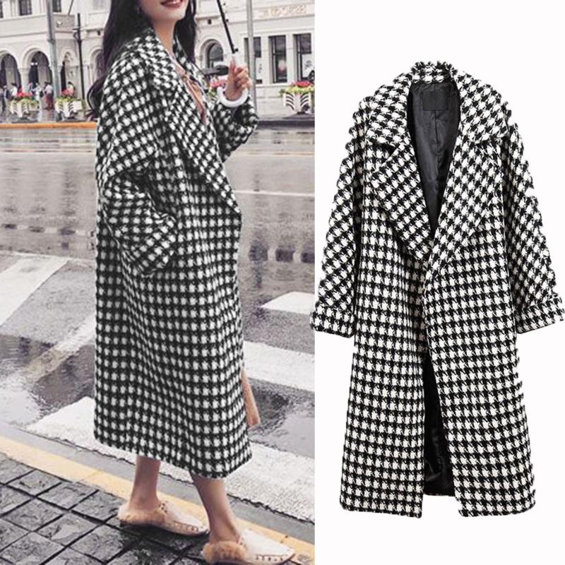 

Womens Winter Lapel Wool Coat Trench Jacket Long Sleeve Overcoat Outwear, Black
