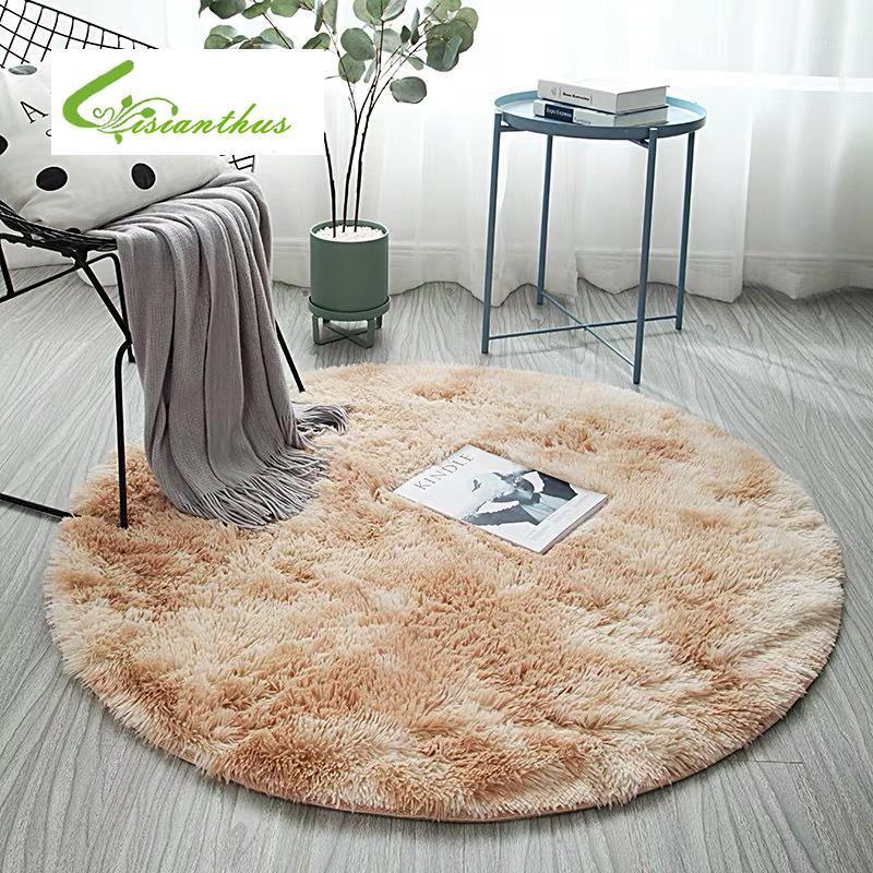 

Fluffy Round Rug Carpets for Living Room Decor Faux Fur Rugs Kids Room Long Plush Area Rugs Washable Bedroom Faux Mat1, C7