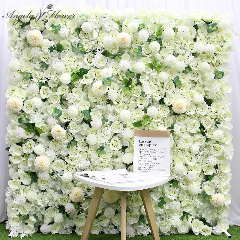

Romantic Customized 40*60CM Silk Rose Hydrangea Pompom Artificial Flower Wall Panel Wedding Backdrop Decor Party Window Display1, Blue