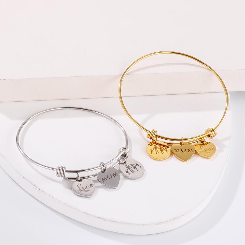 

Bangle 2022 Fashion Stainless Steel Classic Heart Shape Letter Pendant Bracelet Suitable For Women's Party Jewelry