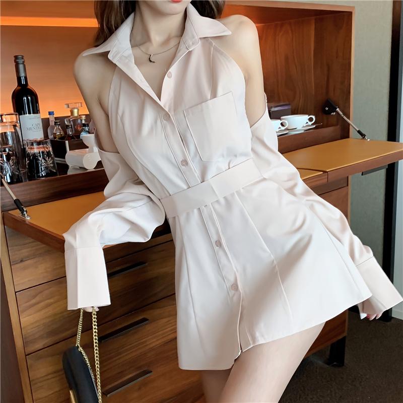 

moda feminina chemisiers et blouses femme ladies shirts spring fall long sleeve Backless women off shoulder tops vetement femme, Pink