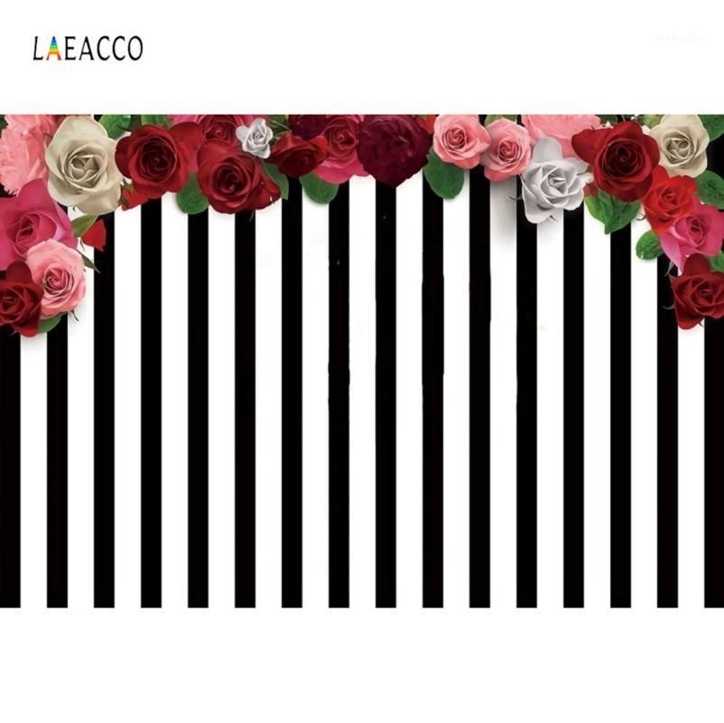 

Black White Stripes Backgrounds For Photography Rose Flowers Birthday Party Banner Baby Photo Backdrops Photocall Photo Studio1