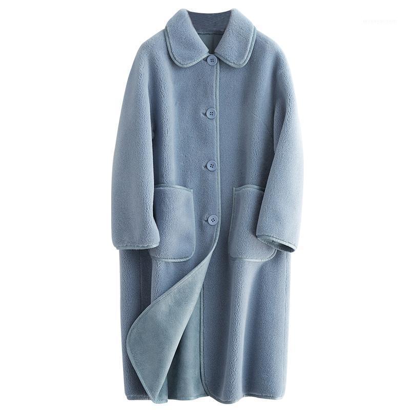 

Wool Fur Jacket Korean Real Simple Coats Soft Warm Women' Clothing Spring Autumn 2020 Sheep Shearing Coat Ropa Zjt7351, Blue