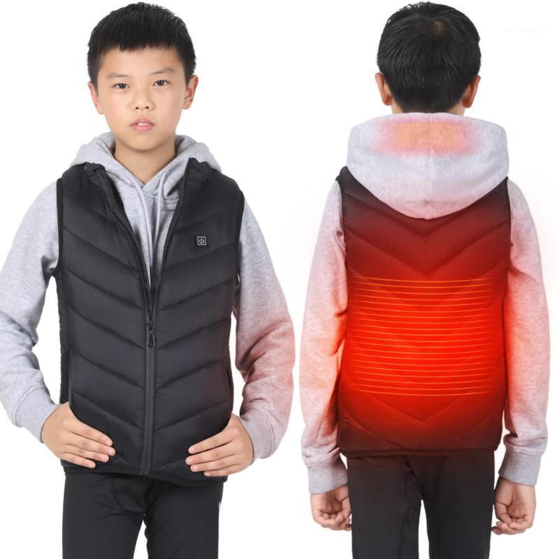 

Children's Heated Vest Winter Jacket USB Charging Teenagers Heated Vest Warm Running Outdoor Wear Safety Intelligent Keep Warm1, Black