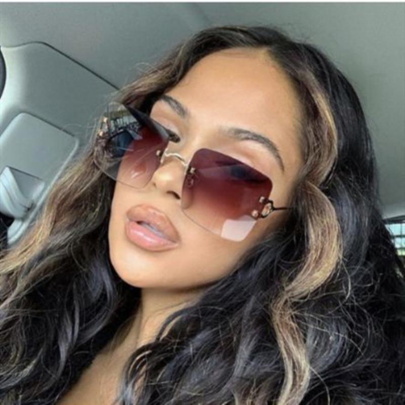 

Sunglasses 2021 Frameless Personality Square Fashion Luxury Elegant All-match Small Frame High Quality Colorful Sun Glasses