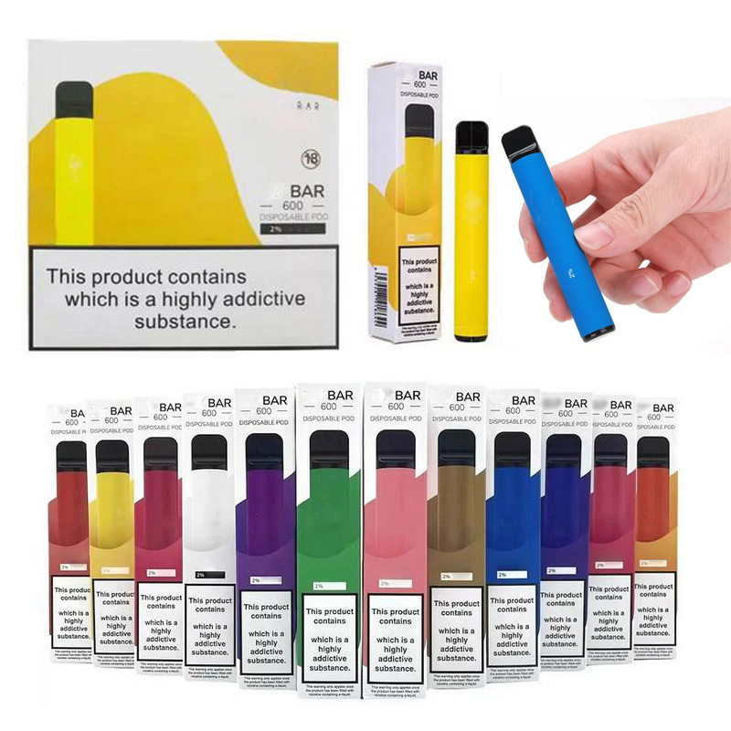 

2% E Bar Disposable E cigarettes 600 Puffs Built-in 550mAh Vape Pen 2ml Prefilled Cartridge Pod Starter Kit pk Puffbar Box Mod Vapes