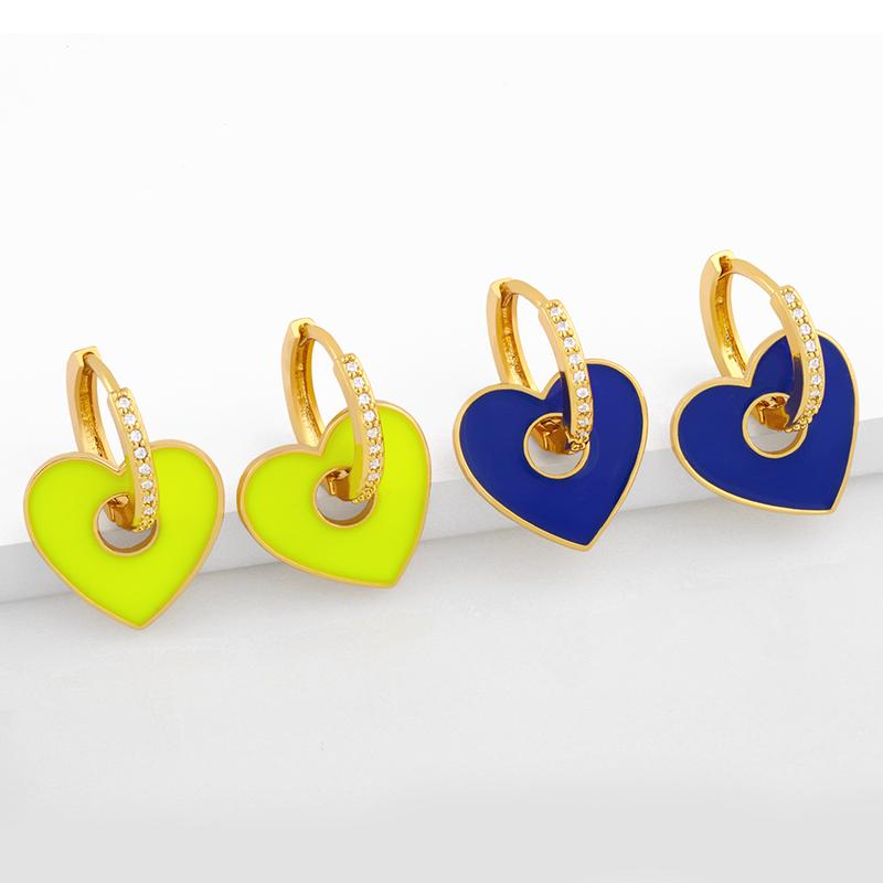 Nuevo Ombre Púrpura Esmalte Triple Capa grandes pendientes de corazón