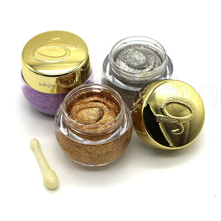 

Glitter Eye Shadow Eyeshadow Gel Cream 16 Colors Metallic Powder Pigment Makeup Perfume Highlighter Cosmetics Tools, As pic