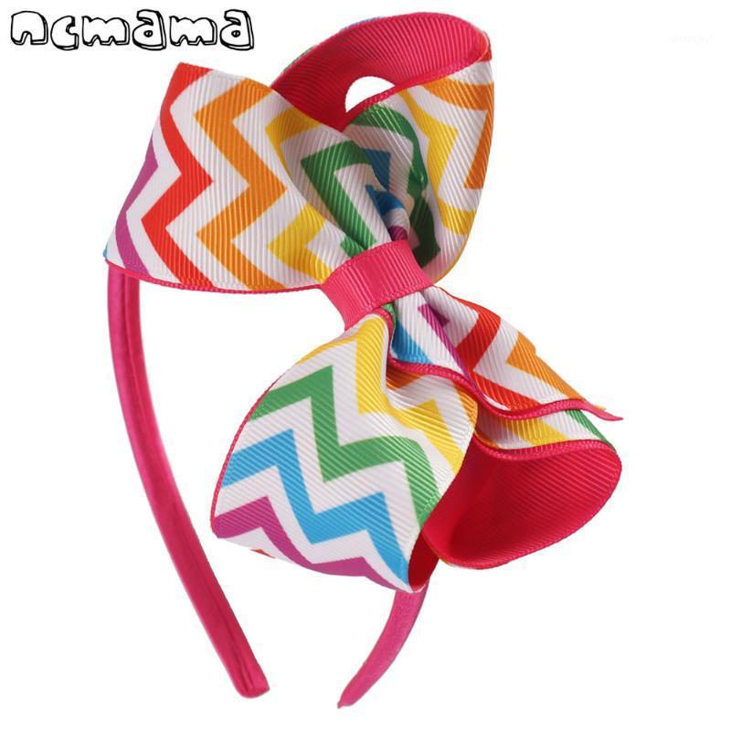 

4 Inch Rainbow Solid Printed Hairbands Cute Princess Elastic Hairband Satin Covered Headband For Kids Girls Hair Accessories1