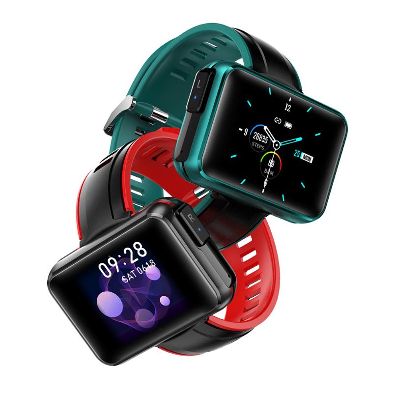 

T91 TWS Wireless Bluetooth earphone Smart Watch Men 2020 1.4 Inch Big DIY Screen Bluetooth Call Weather Smartwatch, Red
