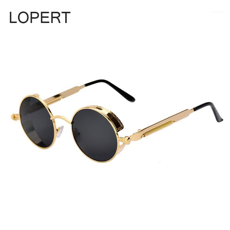 

LOPERT HOT Vintage HD Steampunk Sunglasses Men Brand Glasses Retro Women Gothic Coating Mirrored Sun Glasses UV4001