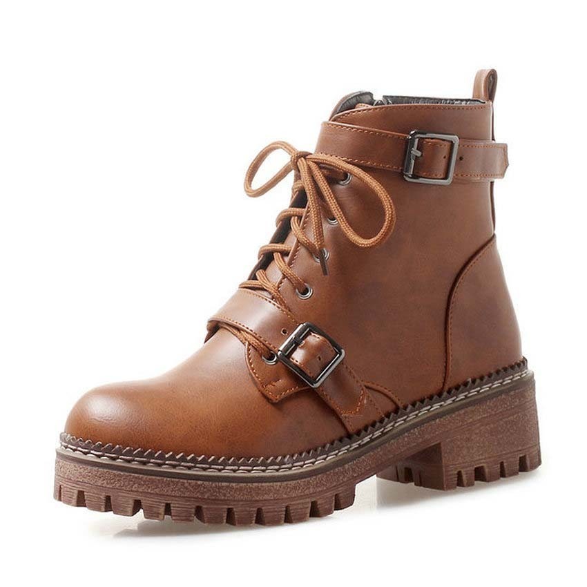 

Was 2020 woman finger round-foot Western style Zip-winter shoes feminine ankle boots square high heels 34-43, Black