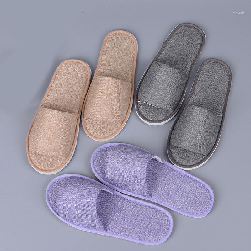 

Unisex Slippers Cotton Linen Breathable Slipper Home Hotel Travel Spa Portable Slippers Disposable Home Guest Indoor Slipper1, Grey