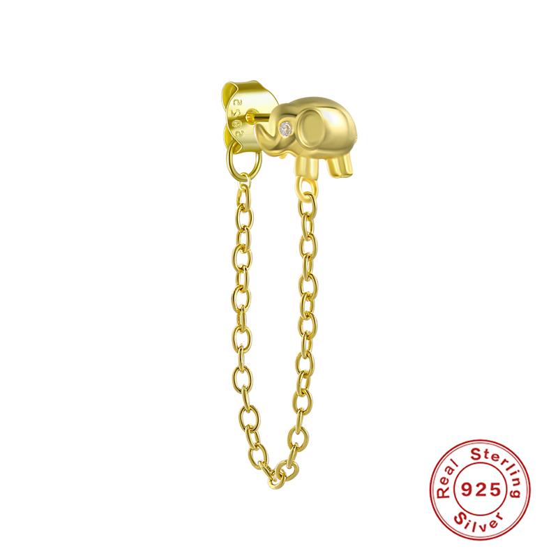 

Aide 925 Sterling Silver Fine Earring Chain Tassel Stud Earring For Engagement Birthday Cute Elephant Piercing Pendientes 2020