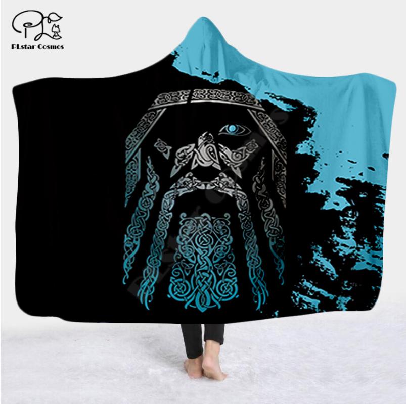 

Blankets Viking Tattoo Character Hooded Blanket Adult Colorful Child Sherpa Fleece Wearable Microfiber Bedding Style-1