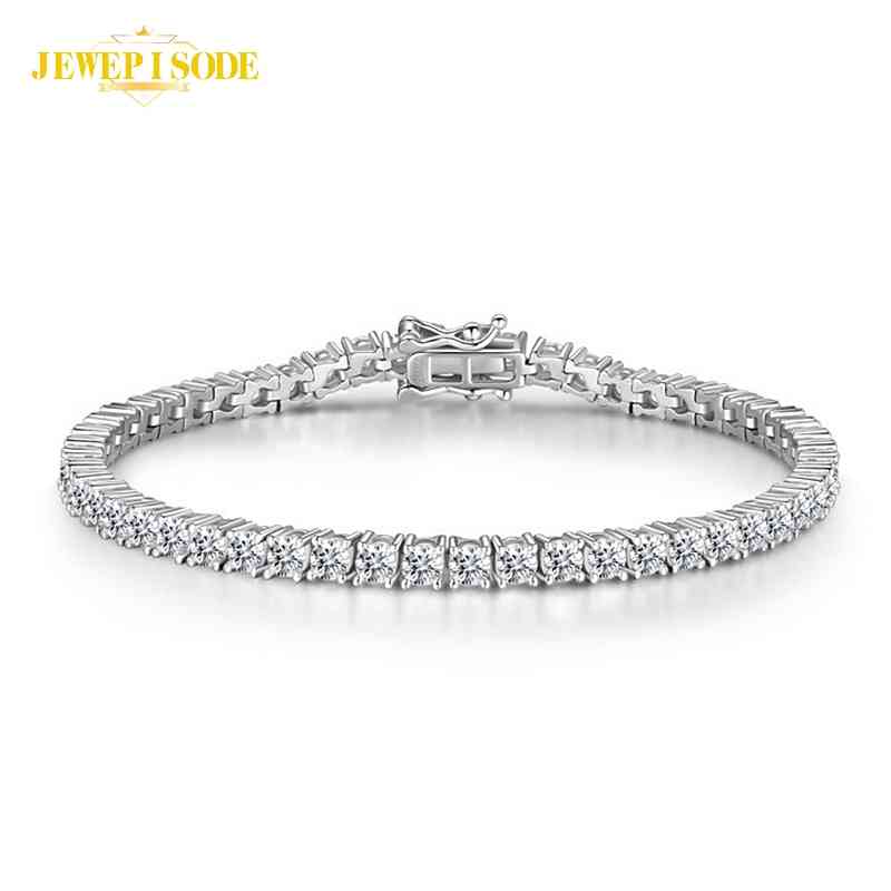 

Solid 925 Sterling Silver 15-21cm Created Moissanite Diamond Tennis Charm Bracelets for Women Wedding Fine Jewelry Drop Shipping