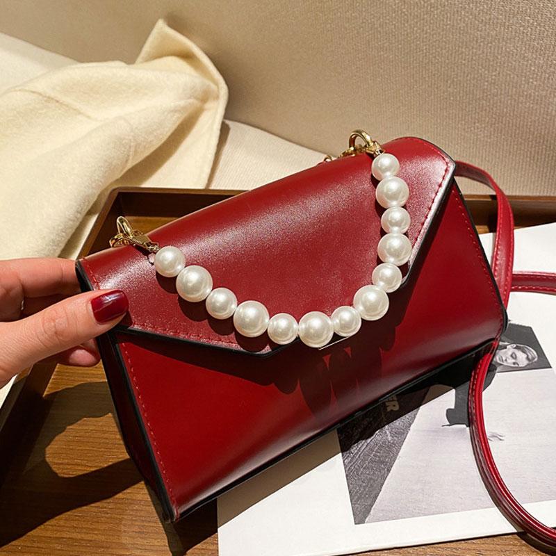 

Fashion Pearl Small Bag High Quality Pu Leather Shoulder Bag Simple Style Handbag For Women Versatile Crossbody, Black
