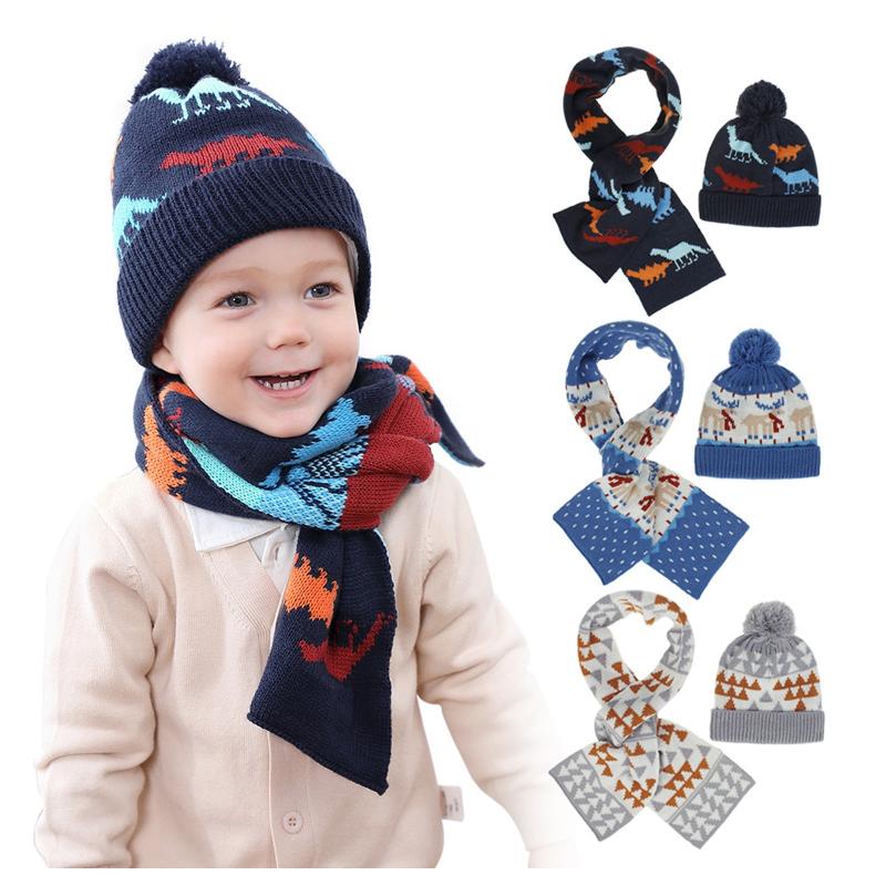 

Sweet and lovely 1-4 Years Old Hat Scarf Set Children Winter Knitted Warm Hat Neck Warmer stretchy Soft and fashionable