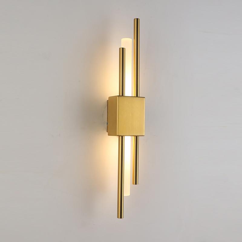 

Modern Stylish Black And Bronze Brass Gold 50cm Metal Acrylic Pipe LED Wall Lamp For Living Room Bedroom Hallway Wall Sconce