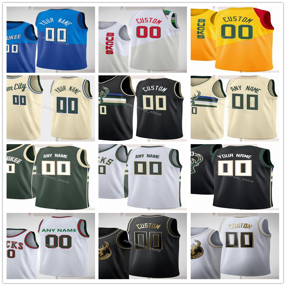 

Custom Printed 34 Giannis 22 Khris Antetokounmpo Middleton Brook 21 Jrue Lopez Holiday 0 Donte DiVincenzo 1 Bobby Portis Bryn Forbes Jerseys