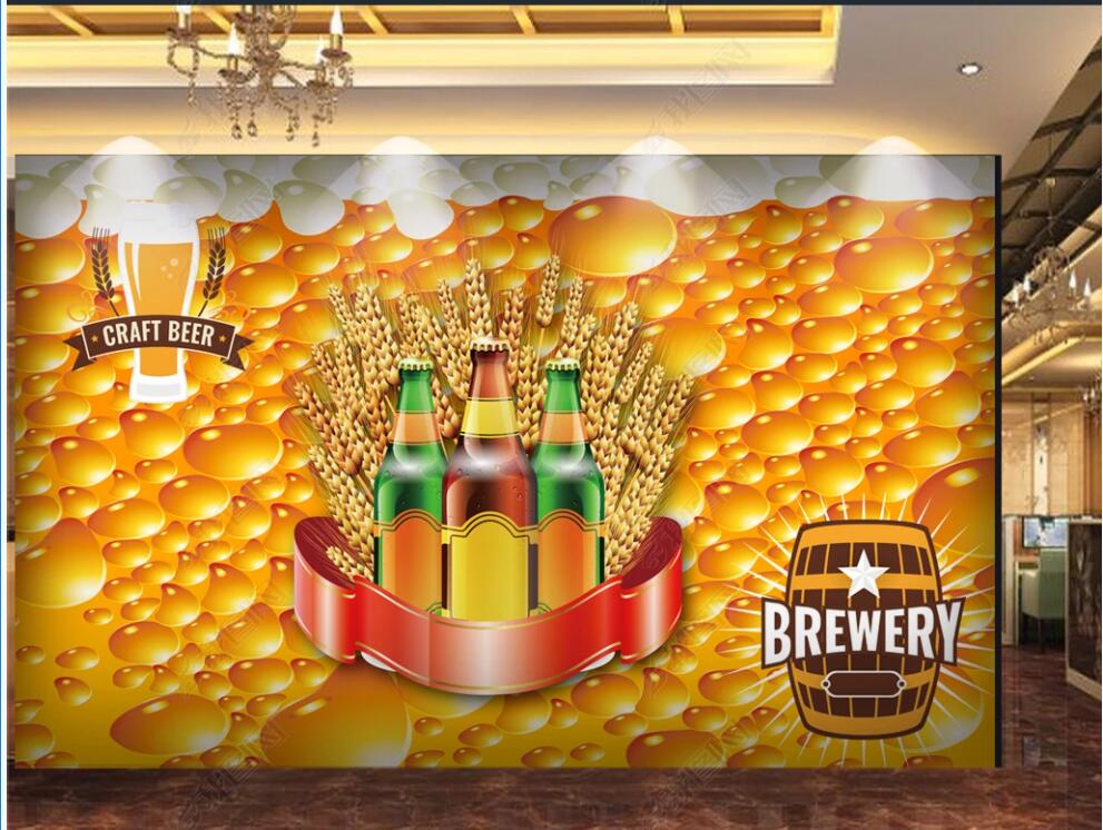 

3d wall paper custom photo mural Golden yellow background beer square restaurant home decor 3d wall murals wallpaper in the living room, Non-woven wallpaper