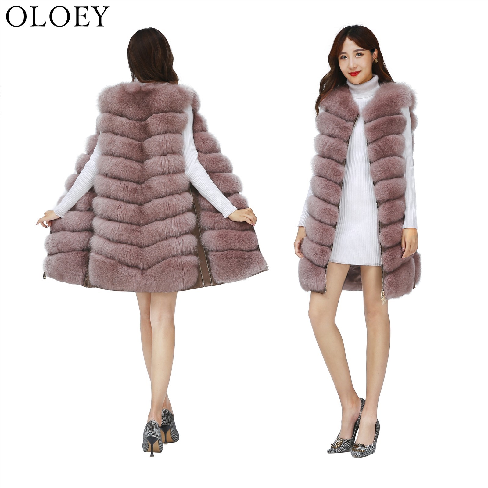 New Women's Winter Real Fox Fur Vest Real Fox Fur Jacket High quality Fashion Warm Sleeveless Zipper Natural Real Fur Coat 201103