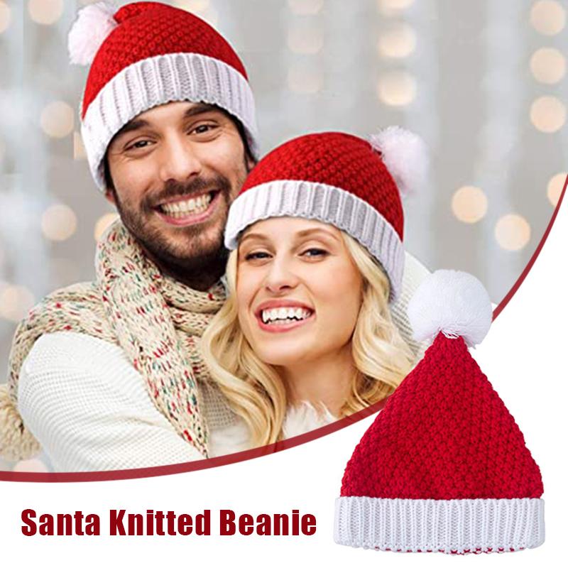 

Santa Hats Christmas Hats for Adults Pom Slouchy Knit Beanies Winter LL@17