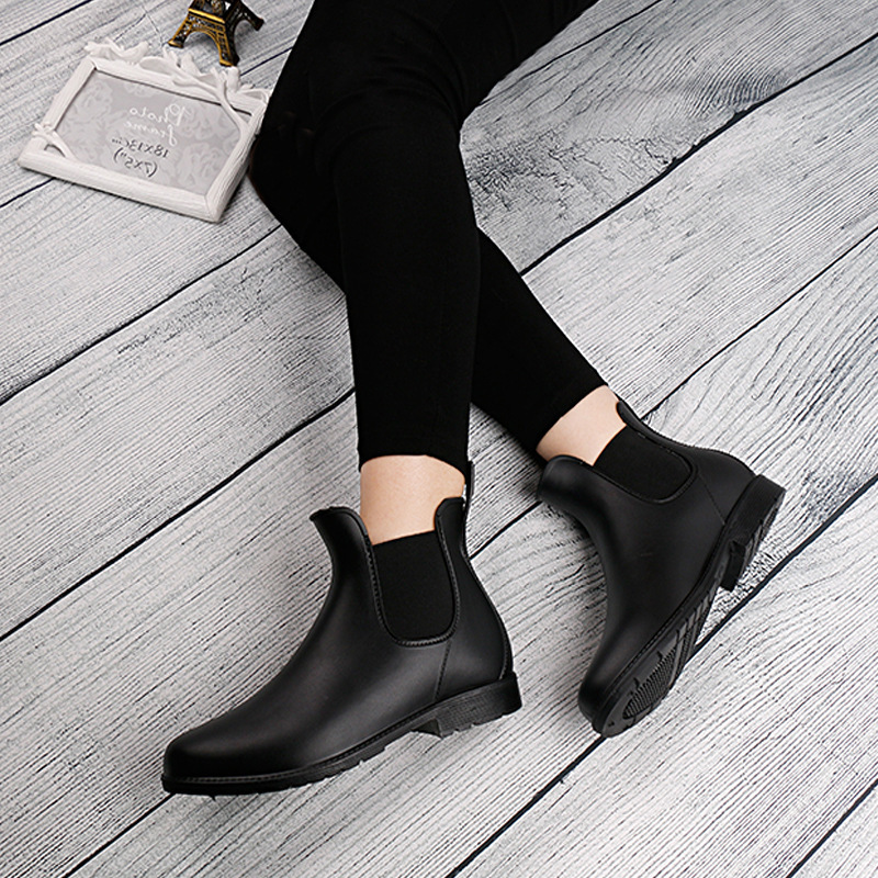 

2021 The New New Rainboots Four Seasons Ladies Down Tube Ankle Wild Elastic Boots Head Heels Women's Shoes Xr4d