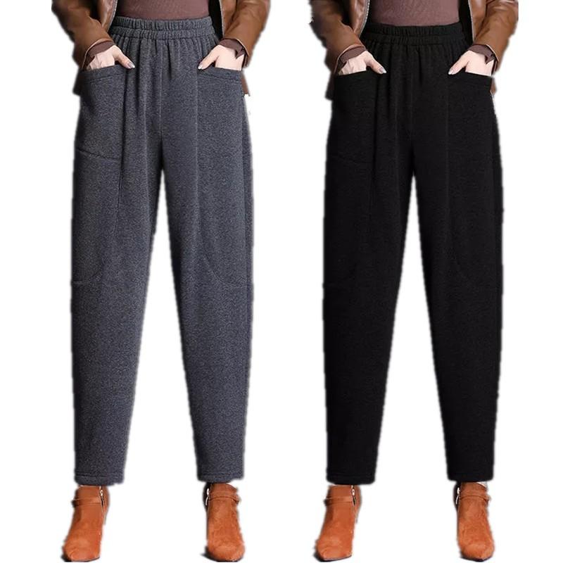 

Winter Jeans For Women Thick Warm Fleece Denim Pants High Waist Fleece Jeans Trousers Wide Leg Ankle-length Denim Pants P3 025, As photo