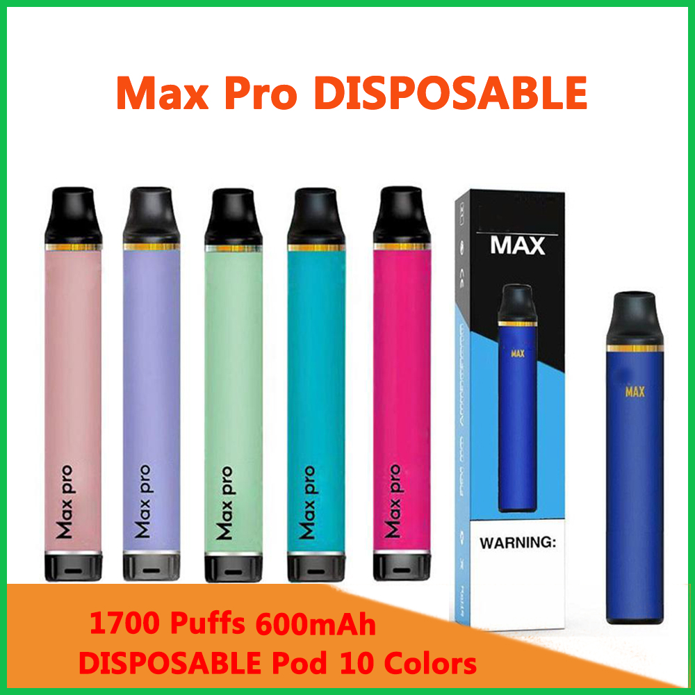 

In Stock ! Newest Max Pro DISPOSABLE Pod Device Kit 600mAh Battery 1700 Puffs Prefilled 5ml Cartridges Vape Empty Pen Vs Puff bar Plus DHL