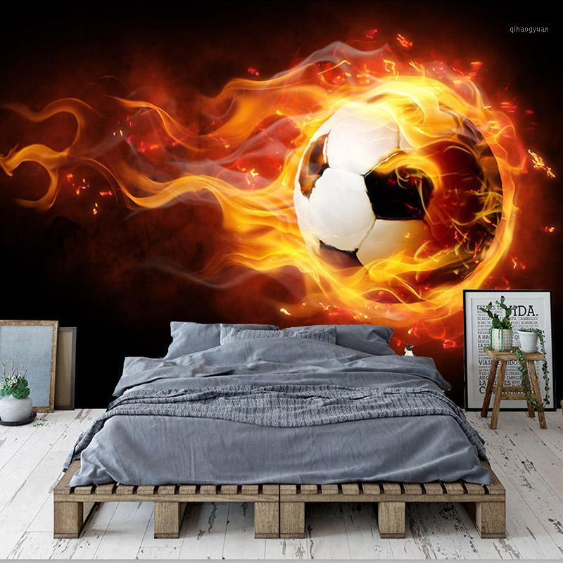

Custom 3D Poster Wall Painting Creative Football Flame Photo Mural Wallpaper For Kids Room Living Room Bedroom Decoration Paper1, As pic