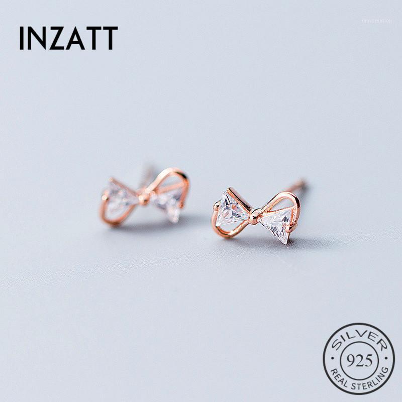 

INZABohemia Bowkont Zircon Stud Earrings 2020 Pendientes Mujer Moda 2020 Jewelry Silver 925 Rose gold color For Women Gift1