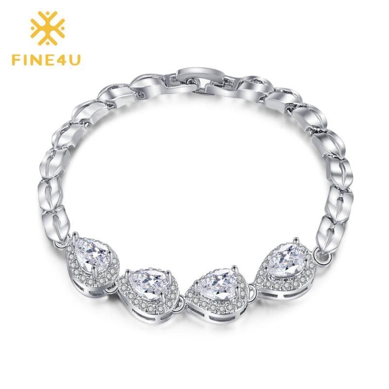 

2020 New Fashion FINE4U B003 Chain Bracelet & Bangle Paved With Cubic Zirconia Bracelets For Women Wedding Party Jewelry