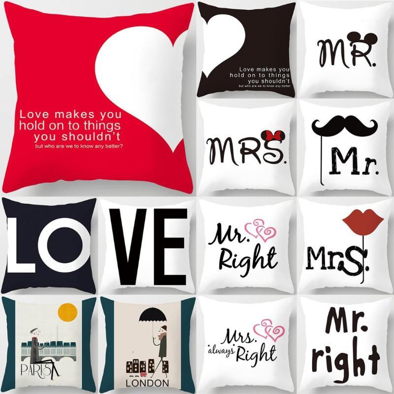 

Hot Sale Modern Simple MRS &MR Couples Cushion Cover Sweet Lovers Square Pillowcase 45x45cm Home/Hotel Decor Waist Pillow Covers1, 13