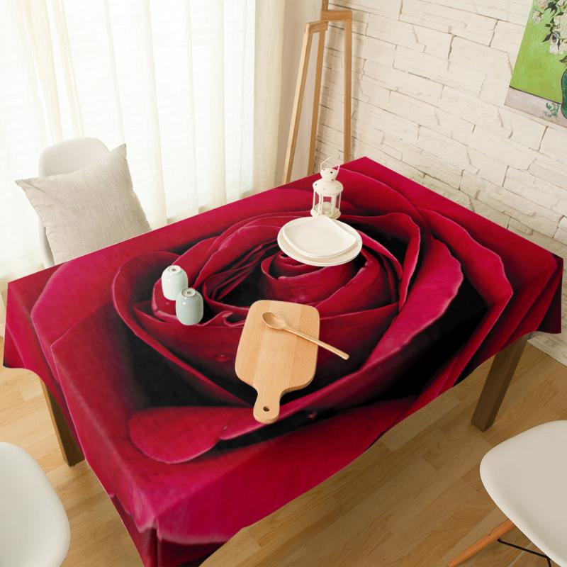 

Rose Love Plant Red Flower Tablecloth Rectangular Wedding Dining Table Cover Chair Covers Table Cloth Kitchen Decorative, As pic