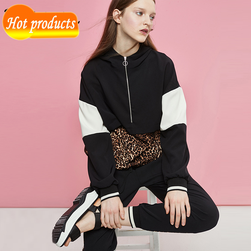 

Female sweatshirt 2020 Autumn leopard winter hoodies set together two pieces of women' sweaters jogging pants XUQU, Bmk8691-pants