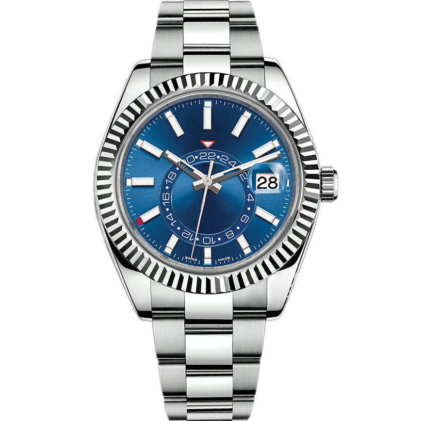 

High Quality Sky Deluxe Men Watches Automatic Mechanical Fashion Business Stainless Steel Gold 2813 movement Luminous Waterproof Watches, As shown