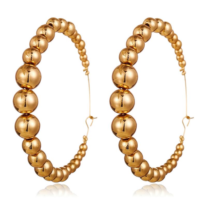 

New Vintage Hoop Earrings Letter Open Ear Hoops Exaggerated Big Round Circle Small Big Beads Female Ear Accessories