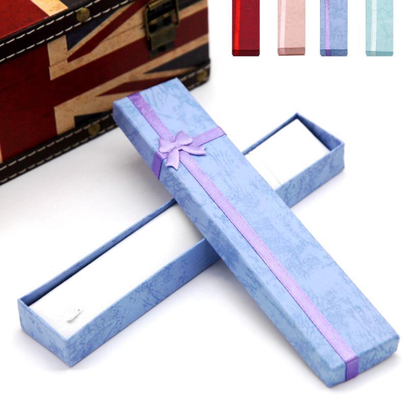 

1pc Card board Flannelette long necklace box jewelry wedding gifts box 4 Color Jewelry Necklace Bracelet Present Bowknot Gift1