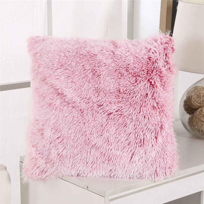 

Dual-color Short Plush Cushion Cover 43x43cm Soft Solid Color Sofa Chair Pillowcase Comfortable Office Car Back Cushion Case, Model 8