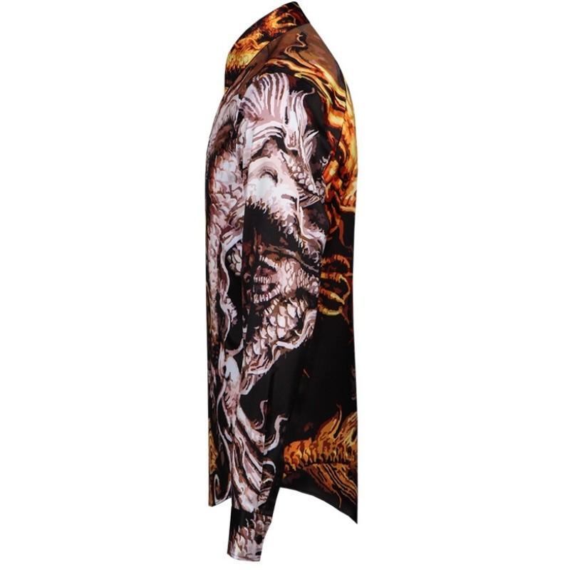 

2020 New Mens Shirt Fashion Brand Chinese Dragon Print Shirts Korean Man Casual Slim Fit Shirt Luxury Plus Size Chemise Homme, As photo