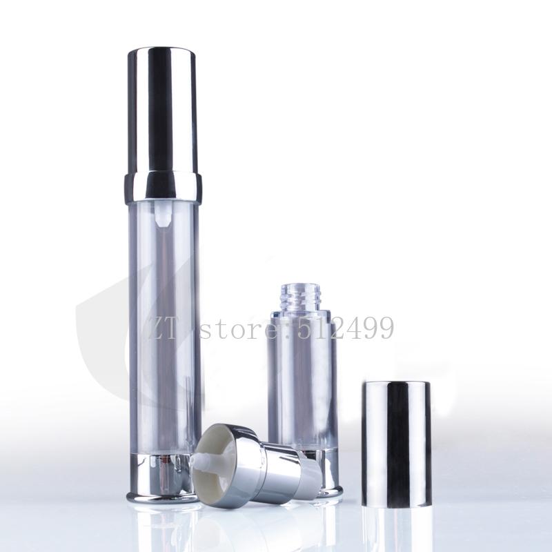 

10/20/30pcs/lot 15ML 30ML High Grade Empty Cosmetic Lotion Bottle, DIY Silver Essence Vacuum Airless Portable Cosmetic Package