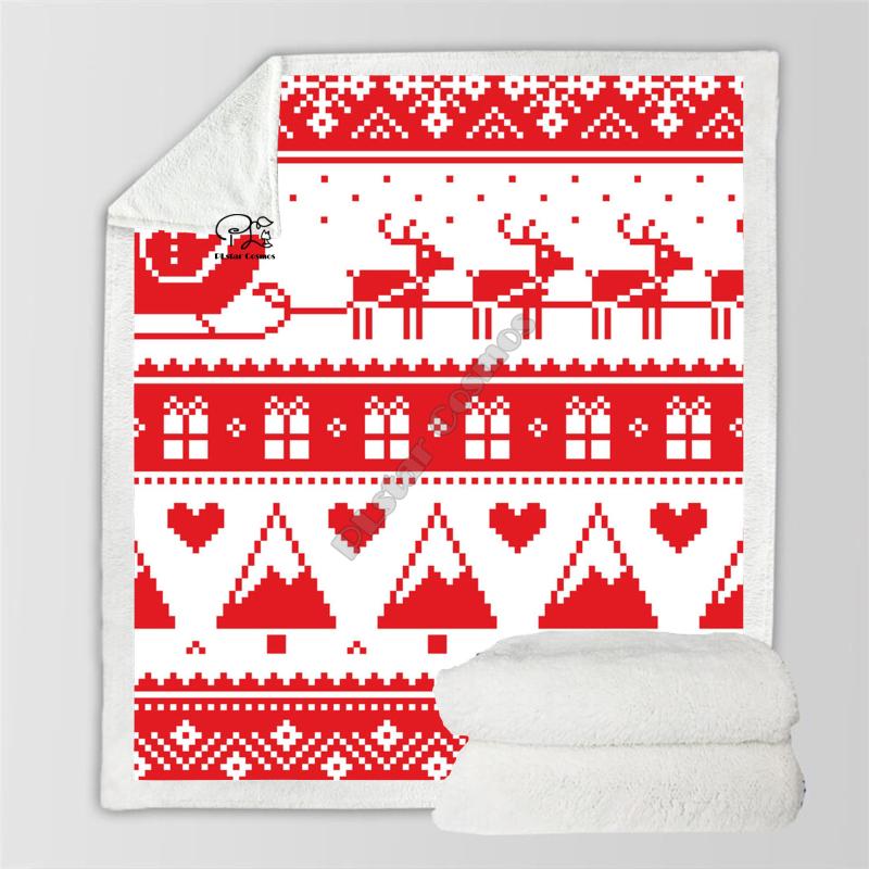 

Plstar Cosmos Christmas elements funny character Blanket 3D print Sherpa Blanket on Bed Home Textiles Dreamlike style-2