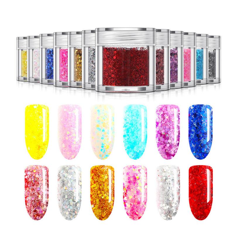 

Holographic Nail Glitter Set Powder Nail Art Pigment DIY Flake Art DecorationsManicure Polish Decorations Shining Tips
