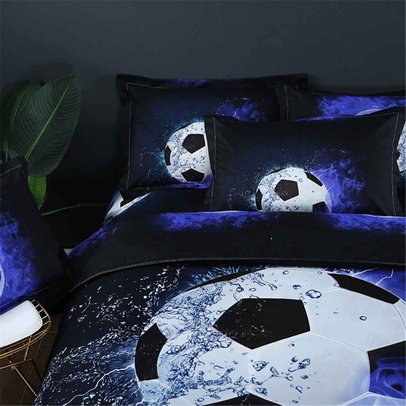 

1XDuvet Cover+2XPillow Case 3D Soccer Football Duvet King Size Sports Printed Quilt Cover Pillow Case Bedding Set Bedroom Decor, As pic