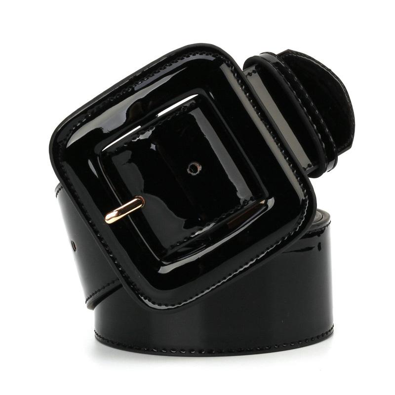 

Bright Leather Belt for Women Wide Waist Belts Waistband Luxury Band Female Pin Square Buckle black Cummerbunds Red Waist Belt