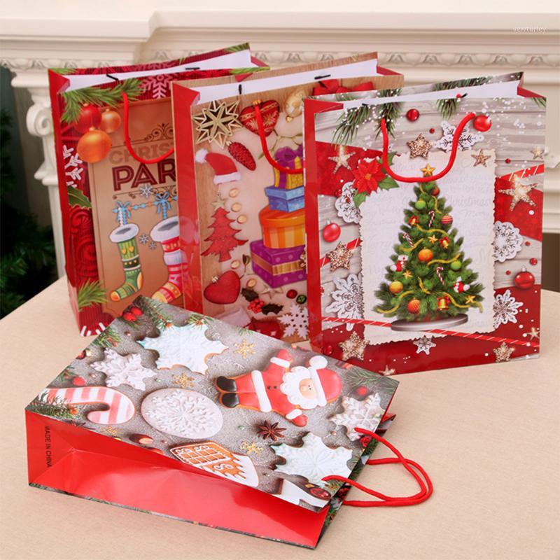 

6Pcs/set Christmas Gift Bags Santa Sacks Kraft Paper Bag Kids Party Favors Box Christmas New Year Decorations1